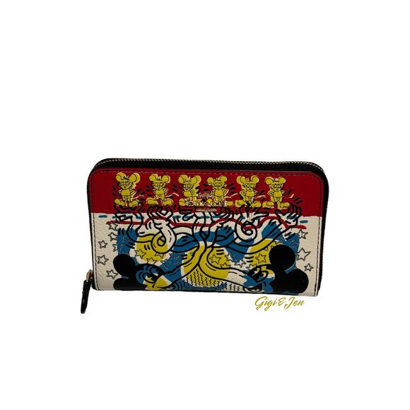 Coach Disney Mickey Mouse X Keith Haring Medium Id Zip Wallet New - Picture 8 of 8